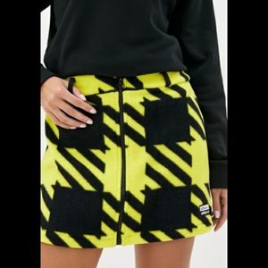 adidas fuzzy zip front Black and Yellow Mini Skirt